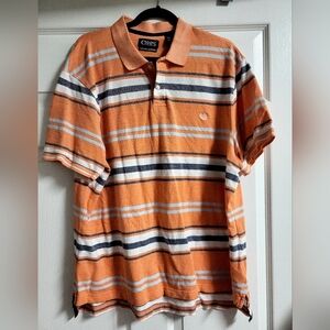 Chaps- Men's Orange Striped Crested Polo Shirt- Size XXL